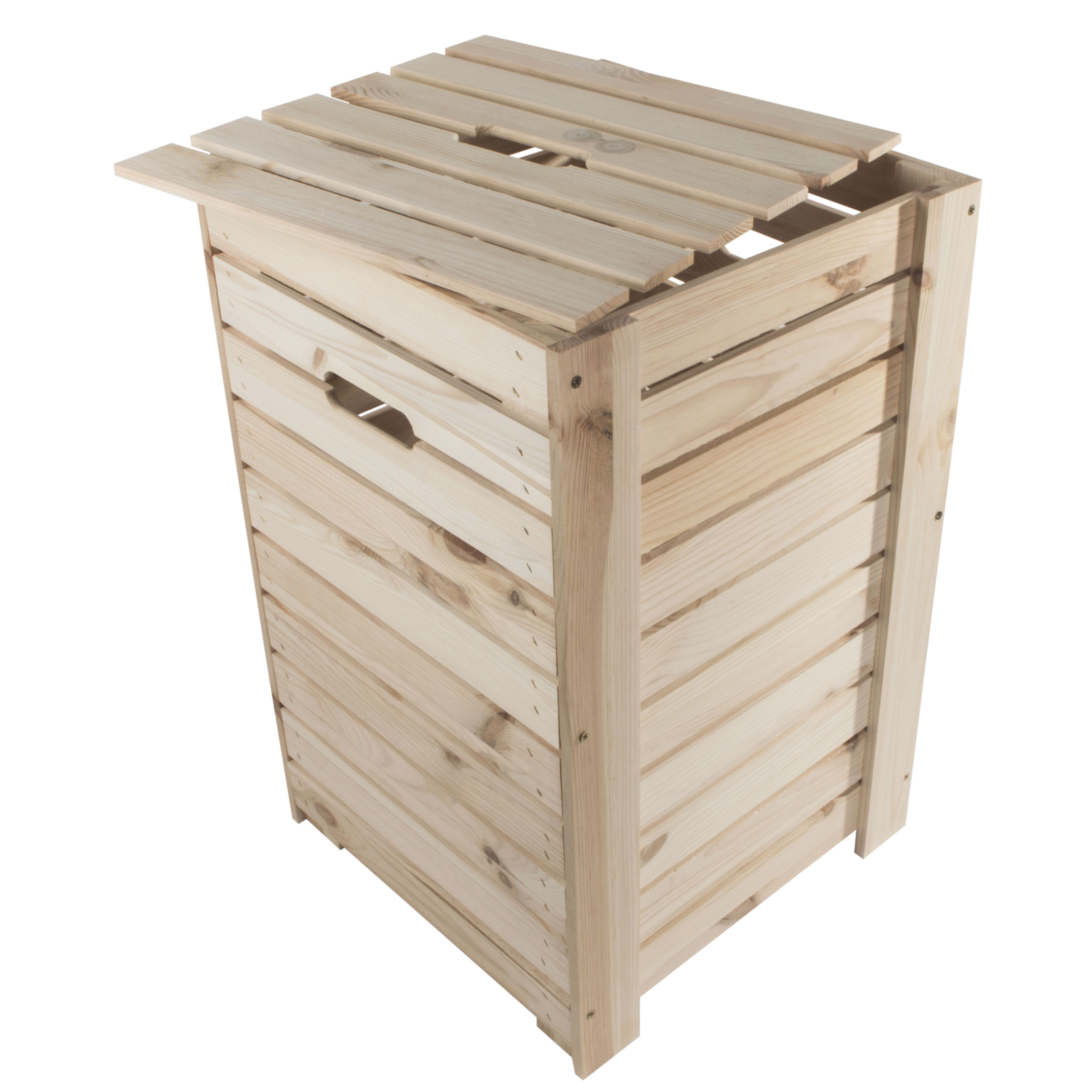 Large 55x35x35cm Plain Unpainted Wooden Storage Box Bin With Removable